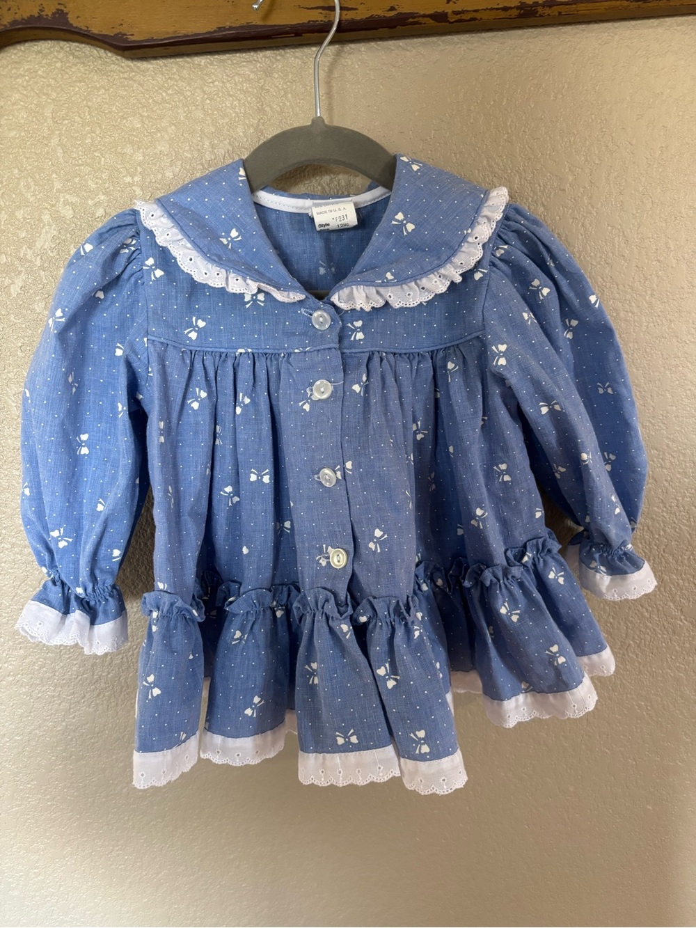 Vintage 12 month Ruffled Peasant Dress